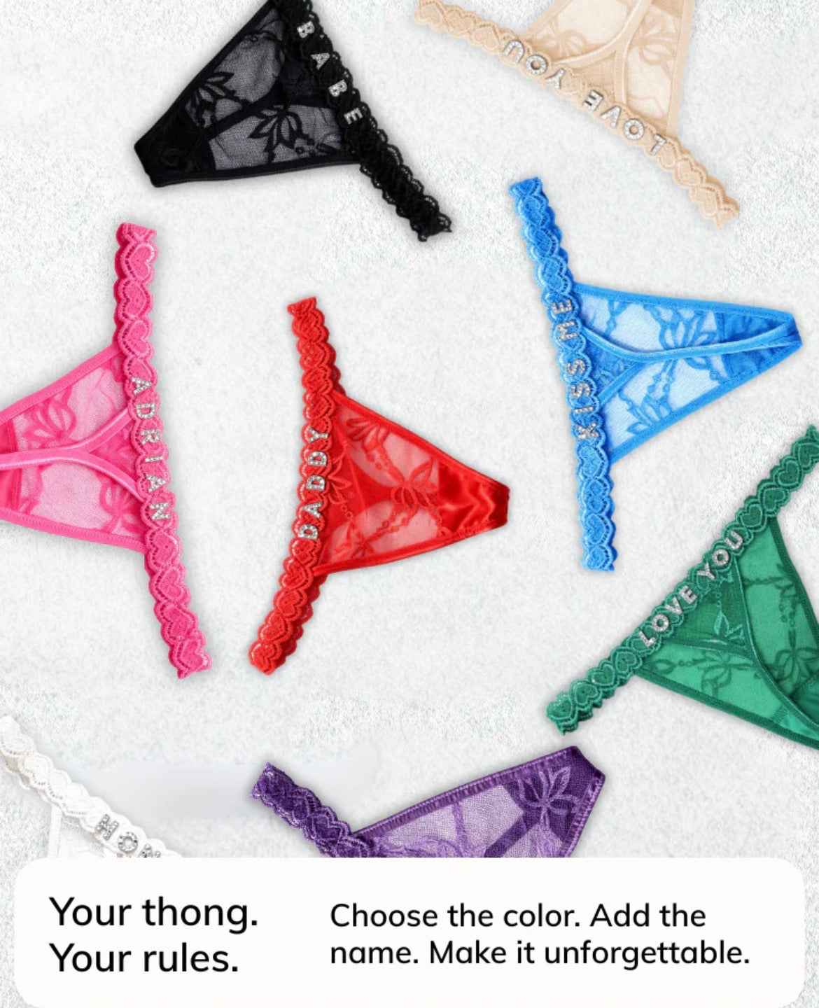 Personalised thong